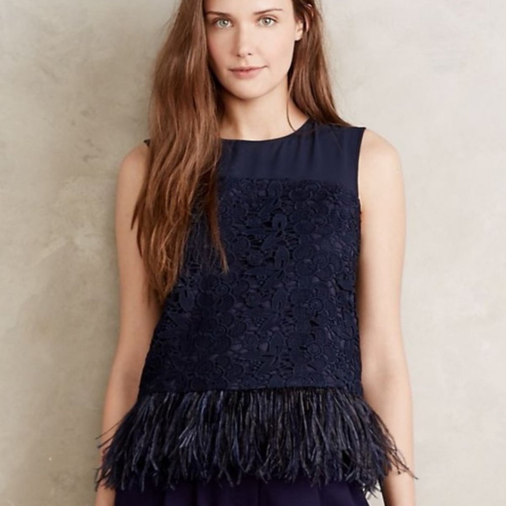 Greylin Anthropologie Feathered Fringe Top